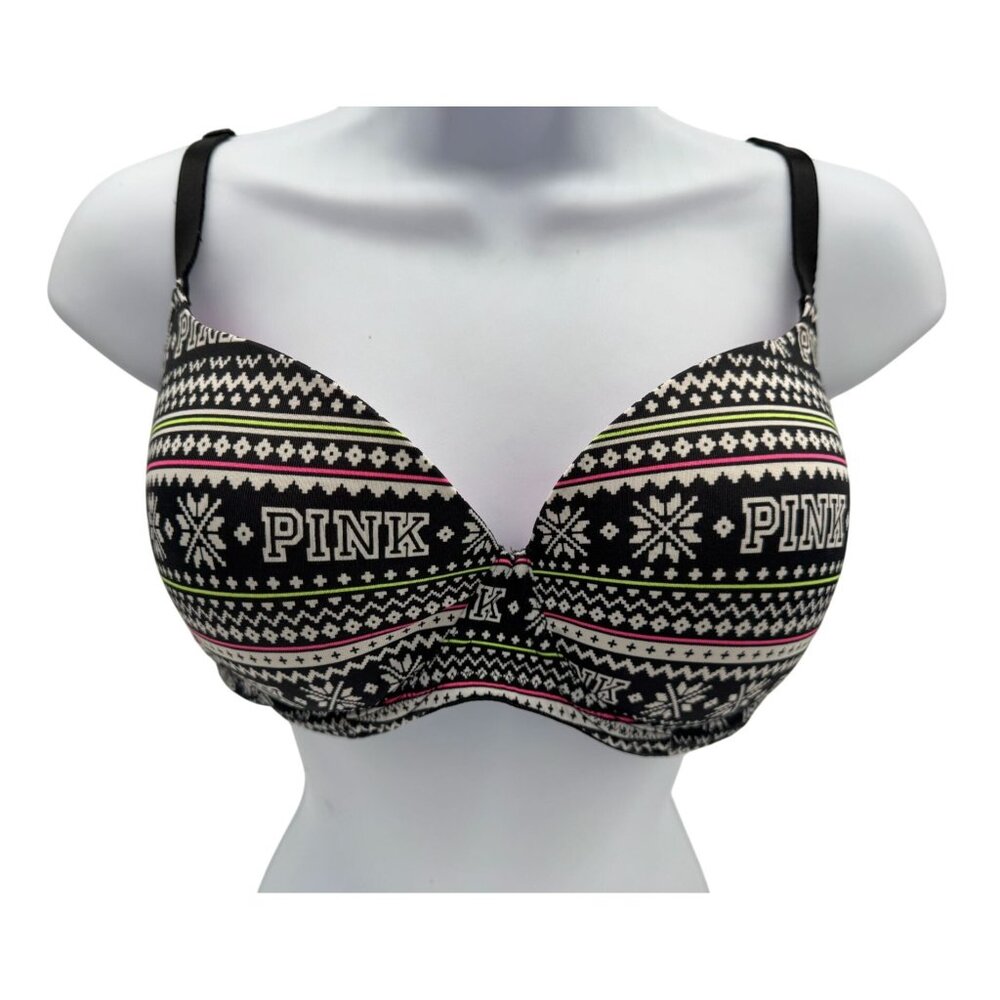 Victoria's Secret Womens Fair Isle Everyday Push-Up Bra Sz 36D Multicolor Casual